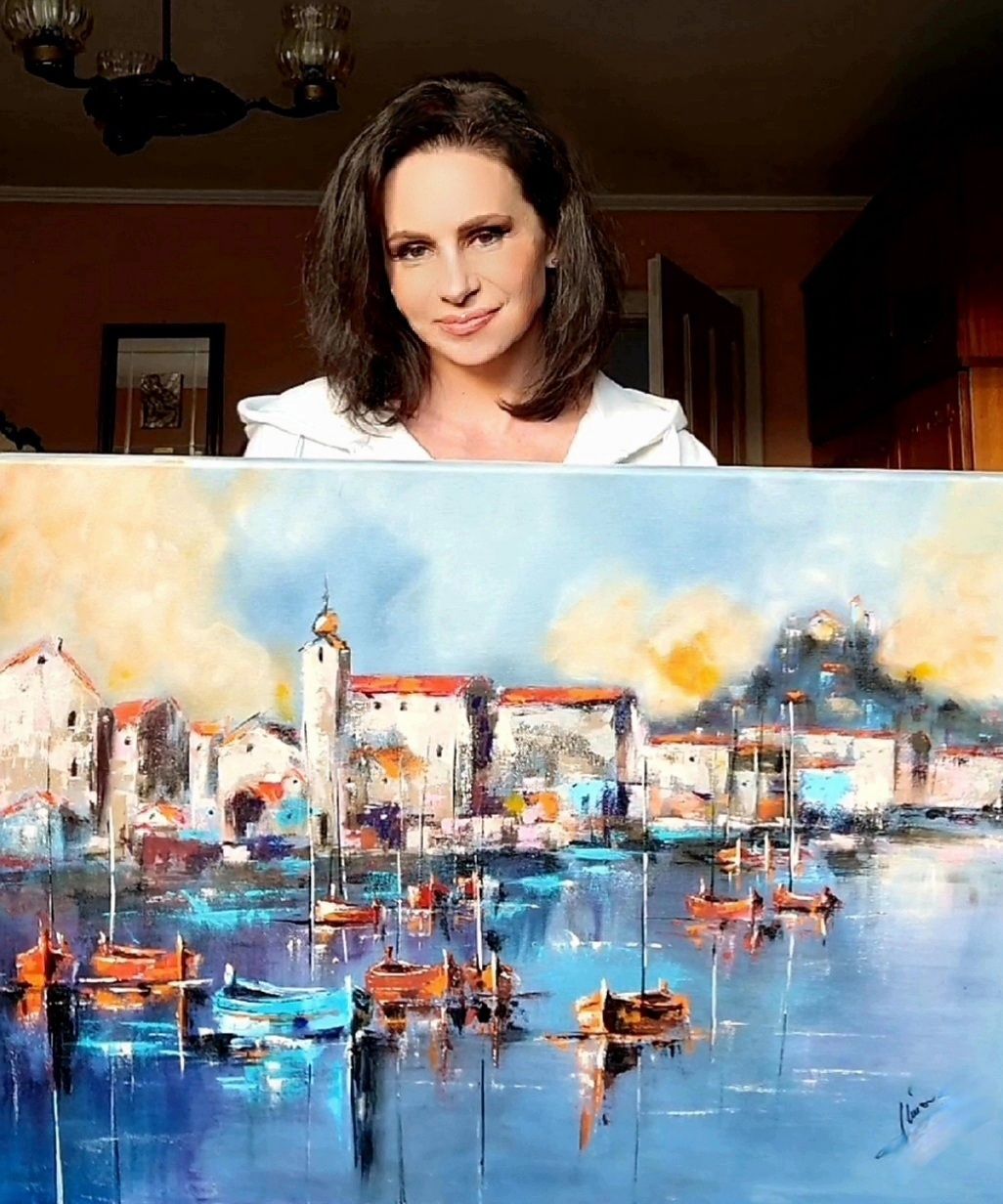 ArteDiAlina.com painting: Sunset and boats